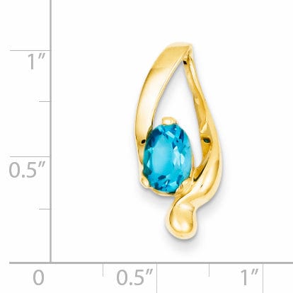 Lovely Rita's Pendants & Charms 14k Yellow Gold 8x6mm Blue Topaz Slide Pendant