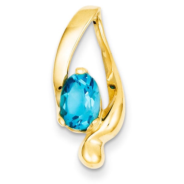 Lovely Rita's Pendants & Charms 14k Yellow Gold 8x6mm Blue Topaz Slide Pendant