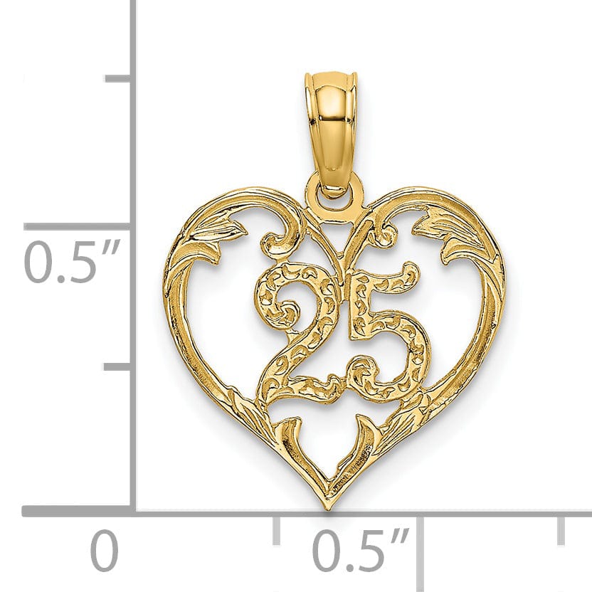 Lovely Rita's Pendants & Charms 14K Yellow Gold Age 25 In Heart Design Pendant