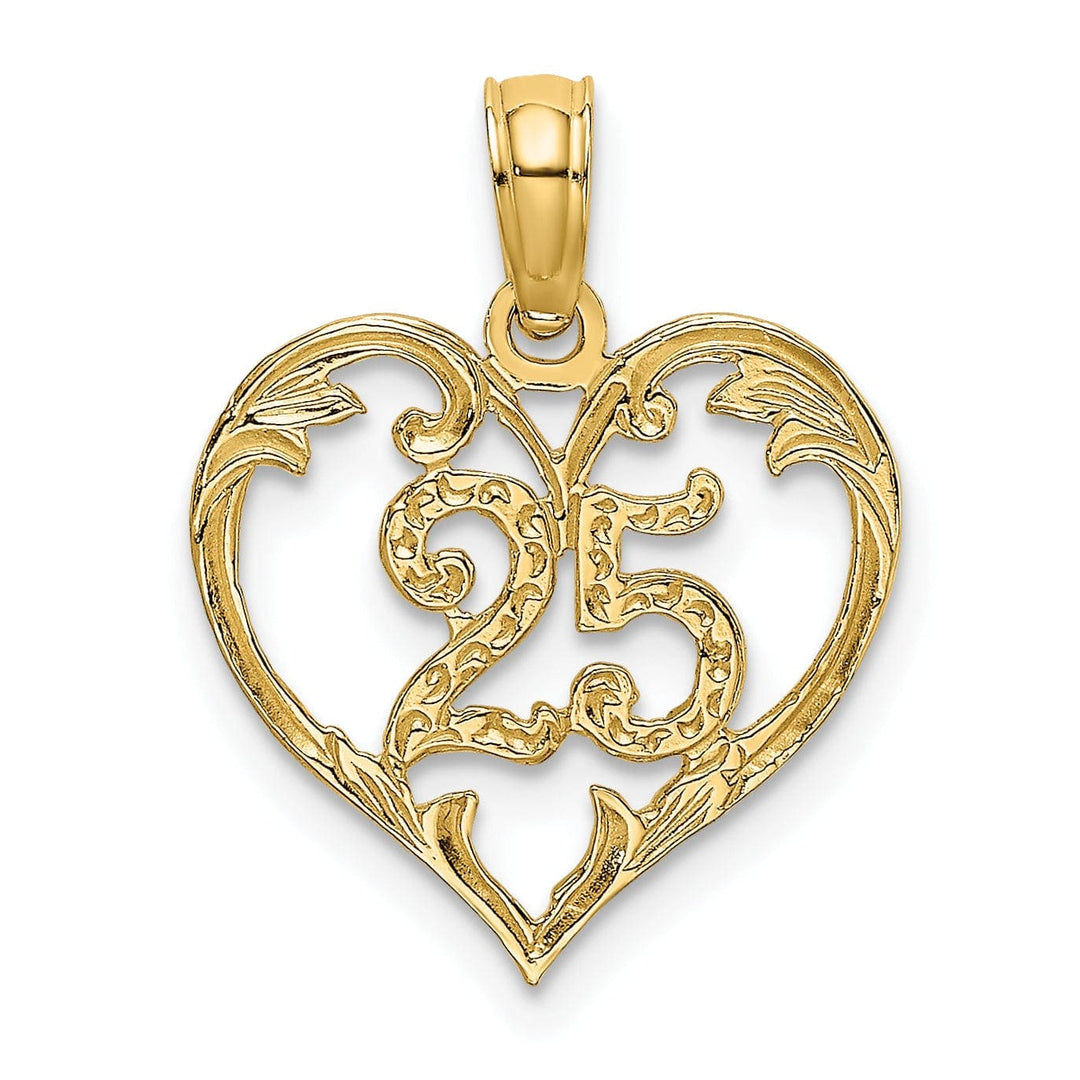Lovely Rita's Pendants & Charms 14K Yellow Gold Age 25 In Heart Design Pendant