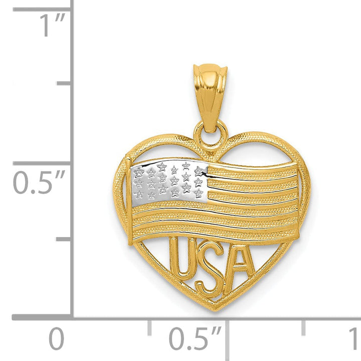 Lovely Rita's Pendants & Charms 14k Yellow Gold American Flag and USA Pendant