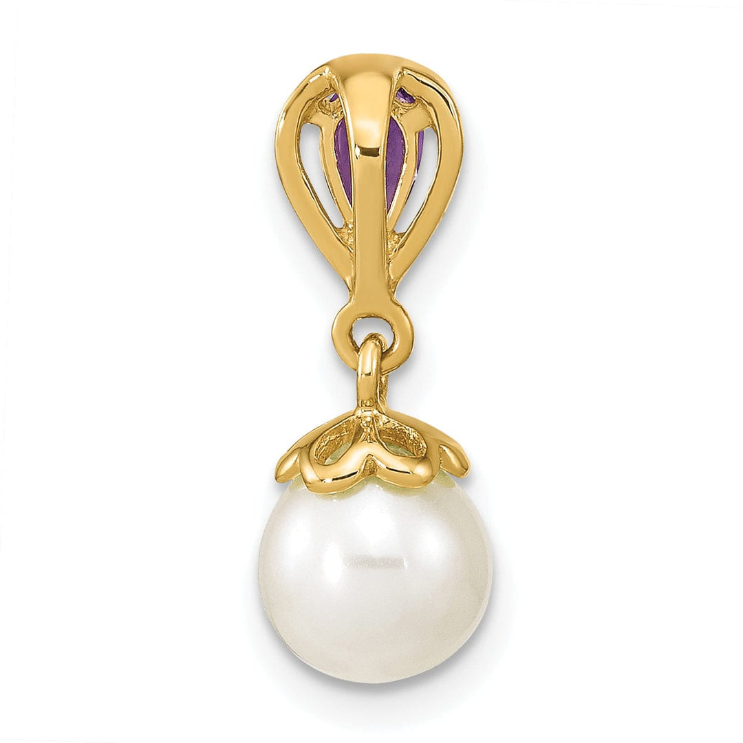 Lovely Rita's Pendants & Charms 14K Yellow Gold Amethyst Pearl Designer Pendant