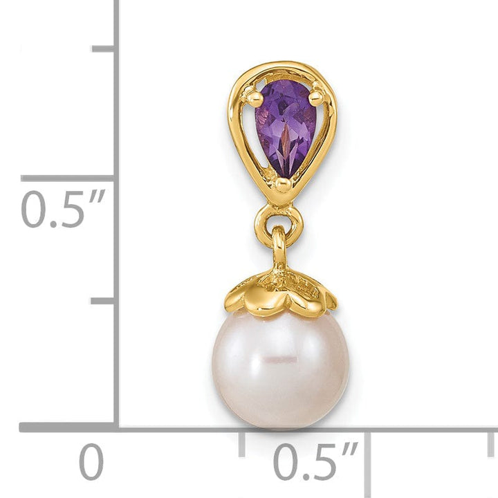 Lovely Rita's Pendants & Charms 14K Yellow Gold Amethyst Pearl Designer Pendant