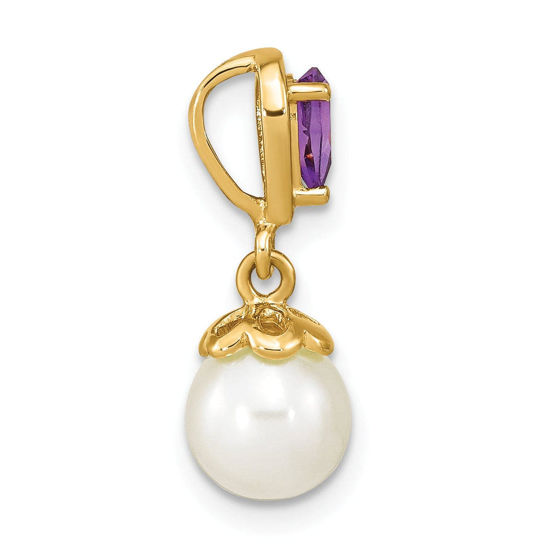 Lovely Rita's Pendants & Charms 14K Yellow Gold Amethyst Pearl Designer Pendant