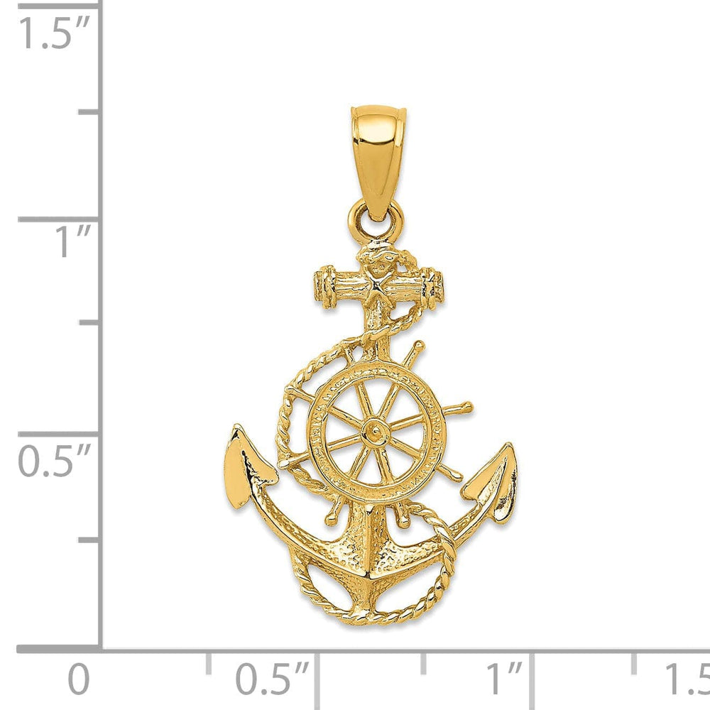Lovely Rita's Pendants & Charms 14k Yellow Gold Anchor and Wheel Pendant