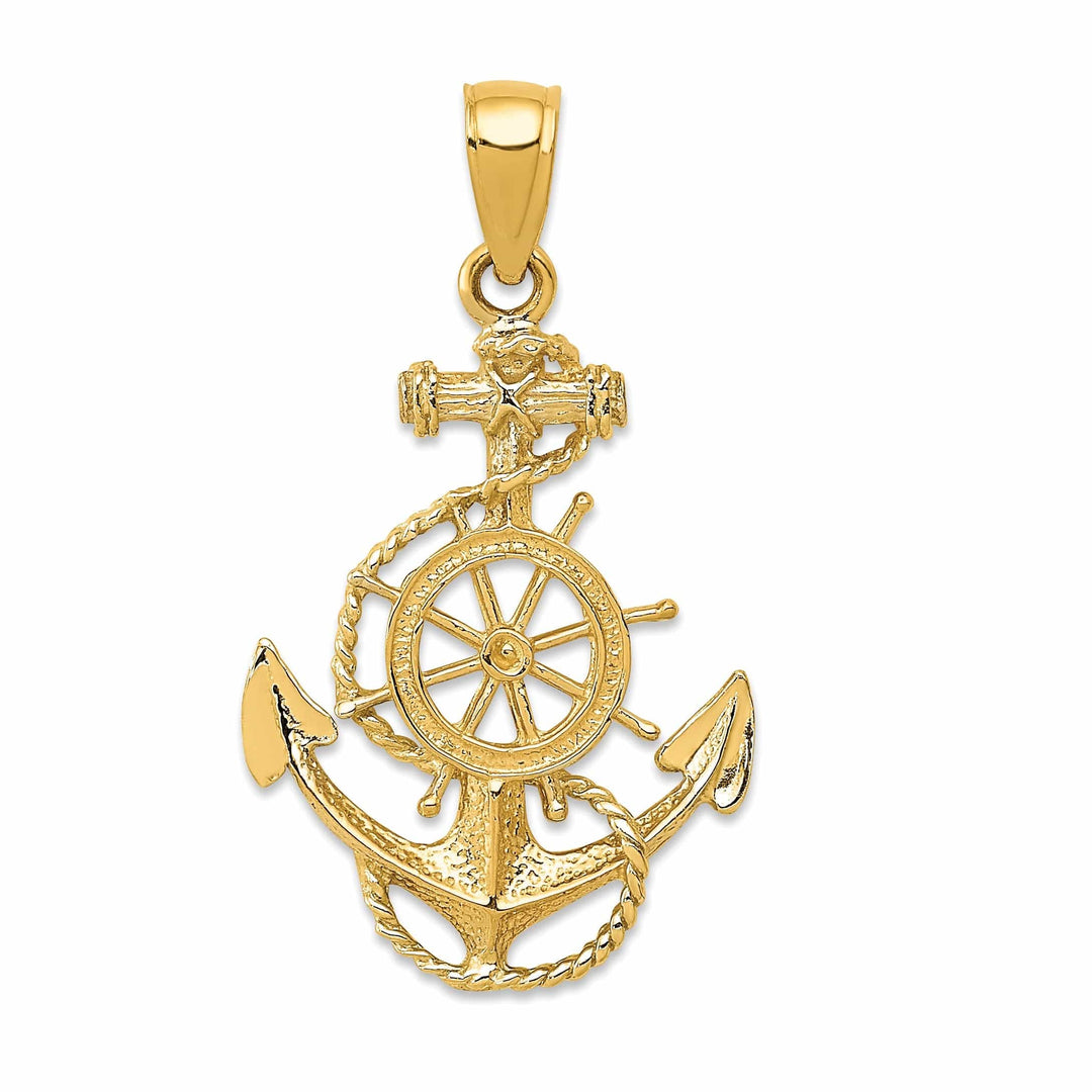 Lovely Rita's Pendants & Charms 14k Yellow Gold Anchor and Wheel Pendant