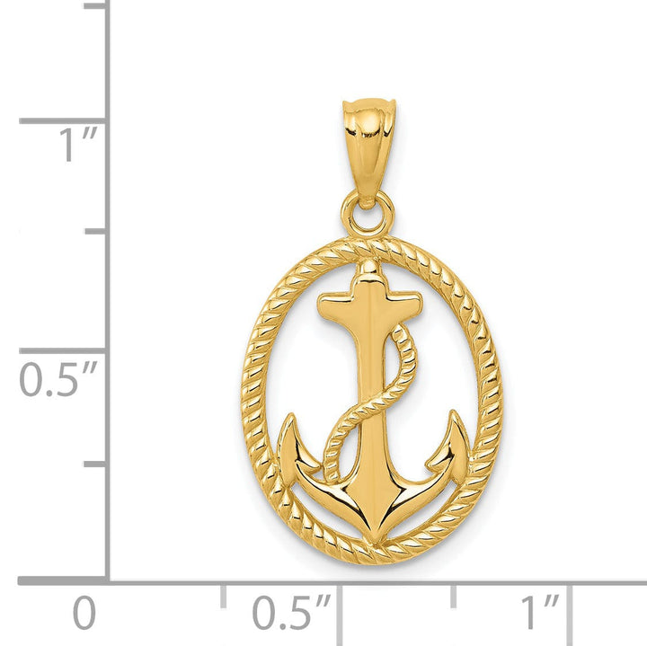 Lovely Rita's Pendants & Charms 14k Yellow Gold Anchor Rope Oval Pendant