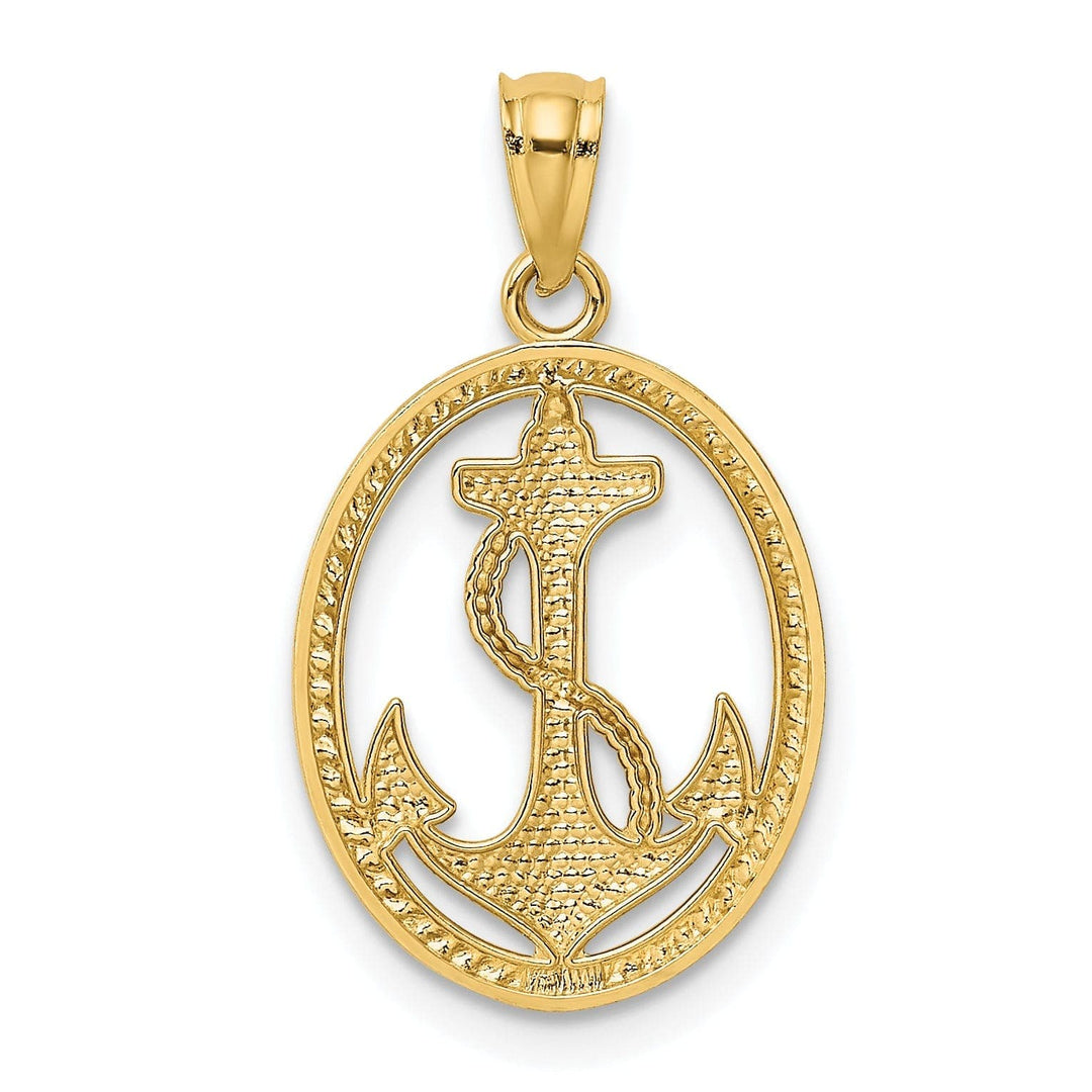 Lovely Rita's Pendants & Charms 14k Yellow Gold Anchor Rope Oval Pendant