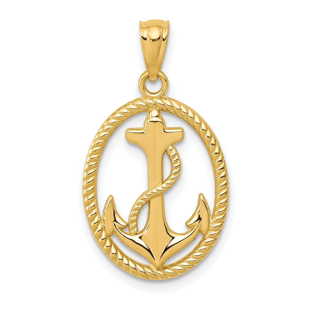 Lovely Rita's Pendants & Charms 14k Yellow Gold Anchor Rope Oval Pendant