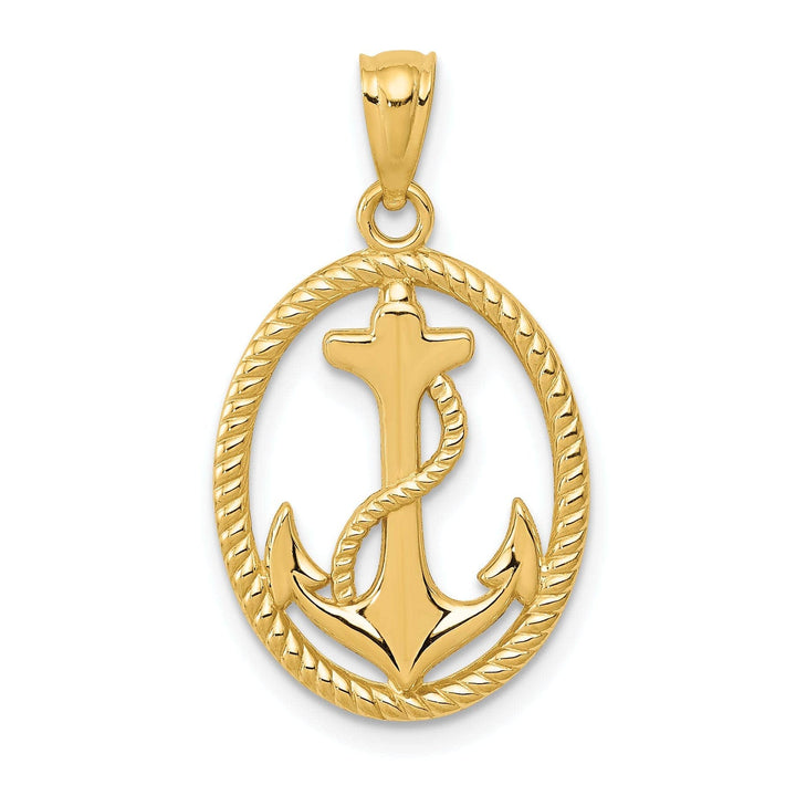 Lovely Rita's Pendants & Charms 14k Yellow Gold Anchor Rope Oval Pendant