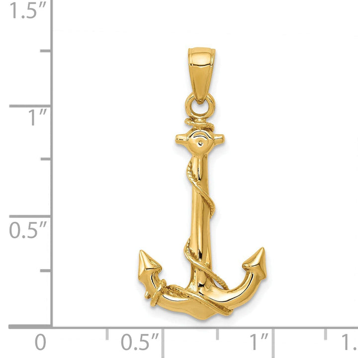 Lovely Rita's Pendants & Charms 14k Yellow Gold Anchor With Rope Pendant