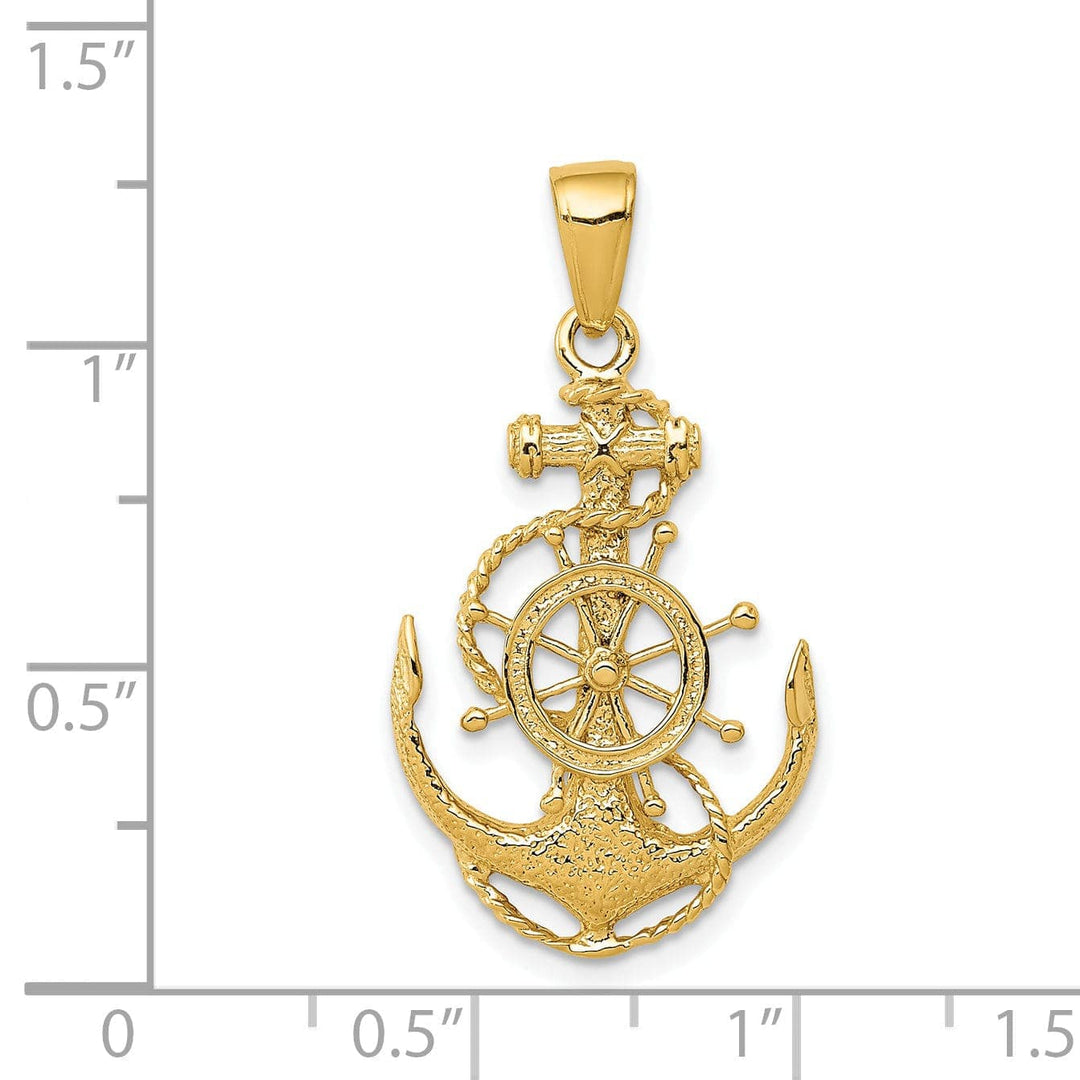 Lovely Rita's Pendants & Charms 14k Yellow Gold Anchor With Wheel Pendant