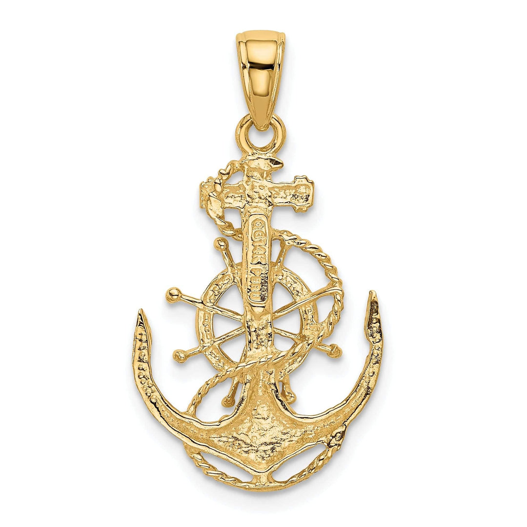 Lovely Rita's Pendants & Charms 14k Yellow Gold Anchor With Wheel Pendant