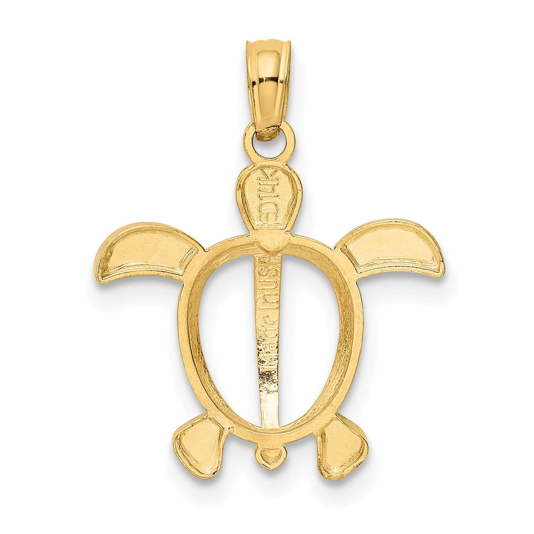 Lovely Rita's Pendants & Charms 14K Yellow Gold and Rhodium Solid Polished Finish Open Back Casted Men's Sea Turtle Charm Pendant