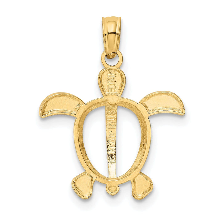 Lovely Rita's Pendants & Charms 14K Yellow Gold and Rhodium Solid Polished Finish Open Back Casted Men's Sea Turtle Charm Pendant