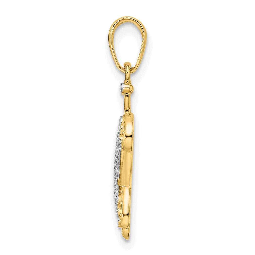 Lovely Rita's Pendants & Charms 14k Yellow Gold and White Rhodium Casted Diamond-cut Filigree Turtle Charm Pendant