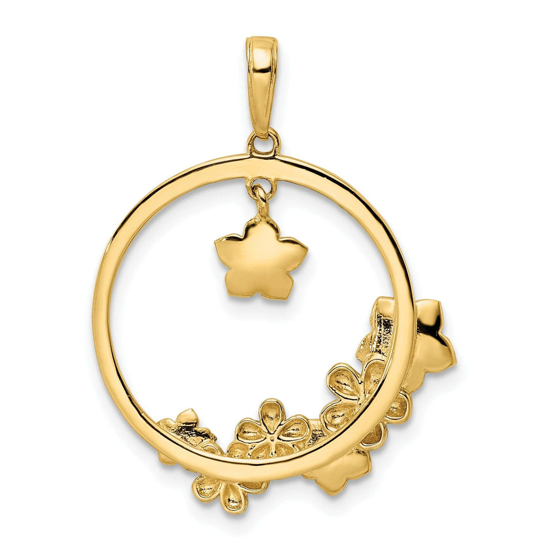 Lovely Rita's Pendants & Charms 14k Yellow Gold and White Rhodium Diamond-cut Casted Flat Back Polished Finish Flowers Charm Pendant