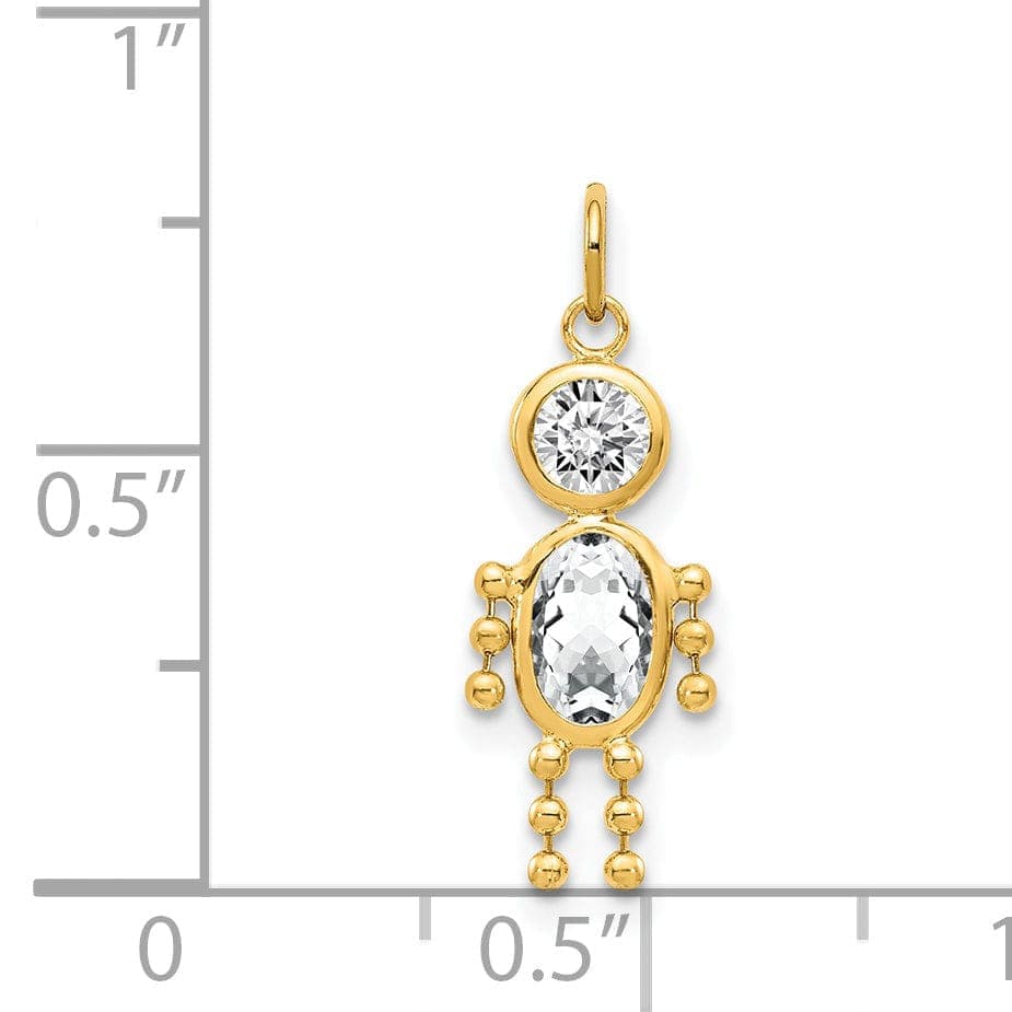Lovely Rita's Pendants & Charms 14k Yellow Gold April Boy Gemstone Charm