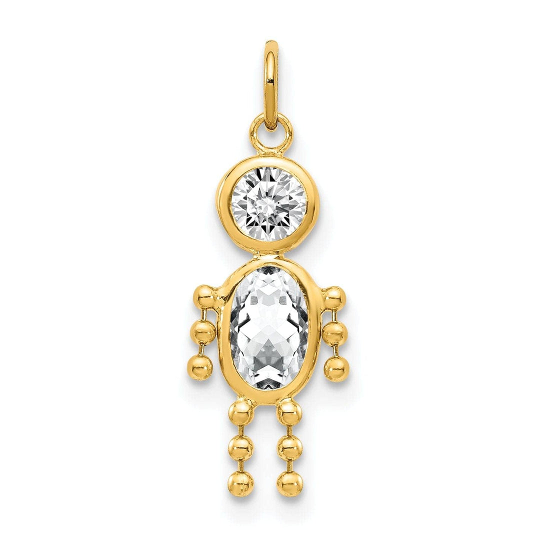 Lovely Rita's Pendants & Charms 14k Yellow Gold April Boy Gemstone Charm
