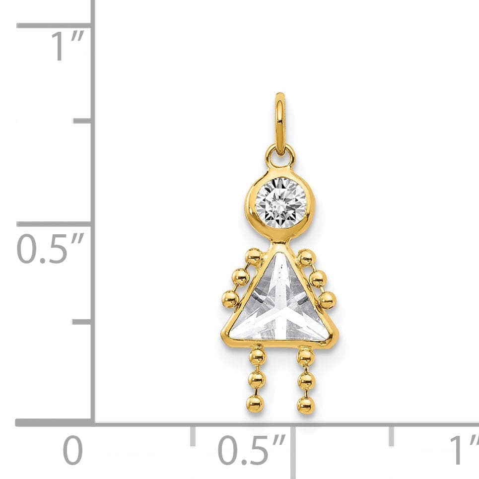 Lovely Rita's Pendants & Charms 14k Yellow Gold April Girl Gemstone Charm