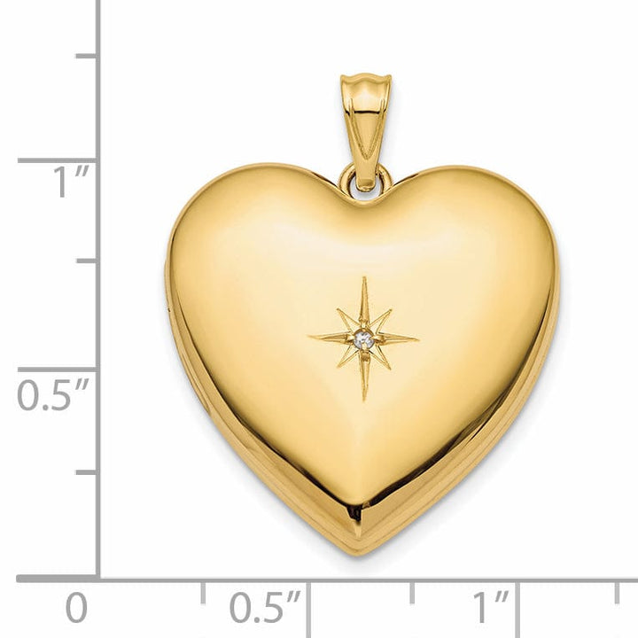 Lovely Rita's Pendants & Charms 14k Yellow Gold Ash Star Design Heart Locket