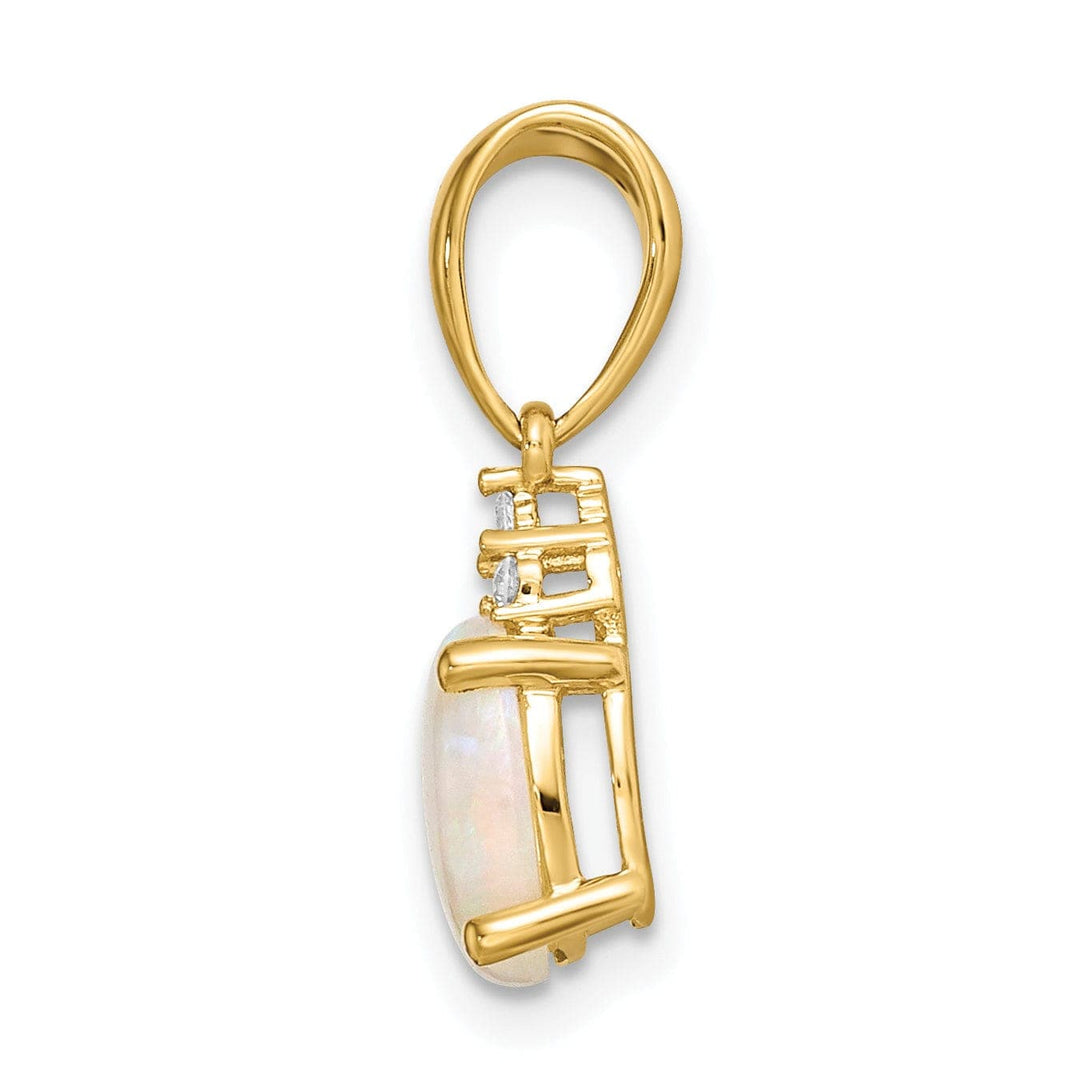 Lovely Rita's Pendants & Charms 14k Yellow Gold Austrian Opal Diamond Pendant