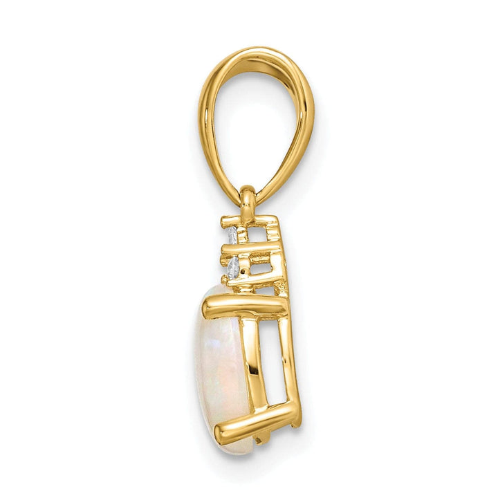 Lovely Rita's Pendants & Charms 14k Yellow Gold Austrian Opal Diamond Pendant