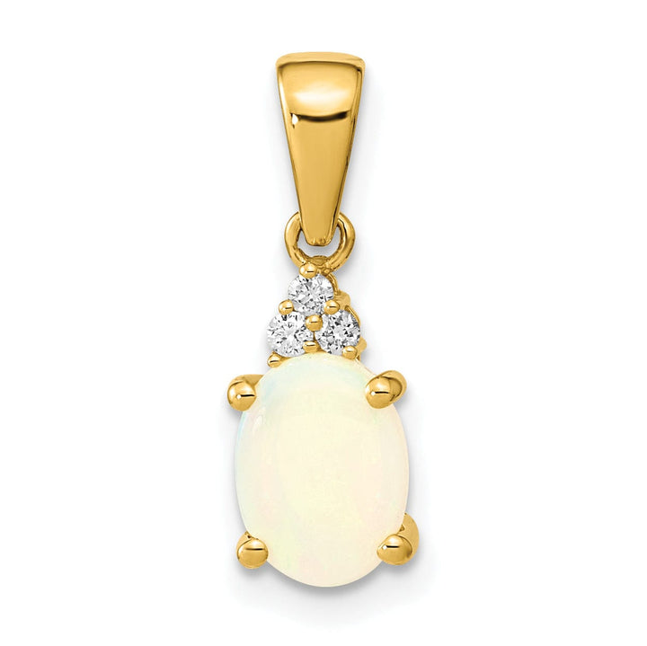 Lovely Rita's Pendants & Charms 14k Yellow Gold Austrian Opal Diamond Pendant