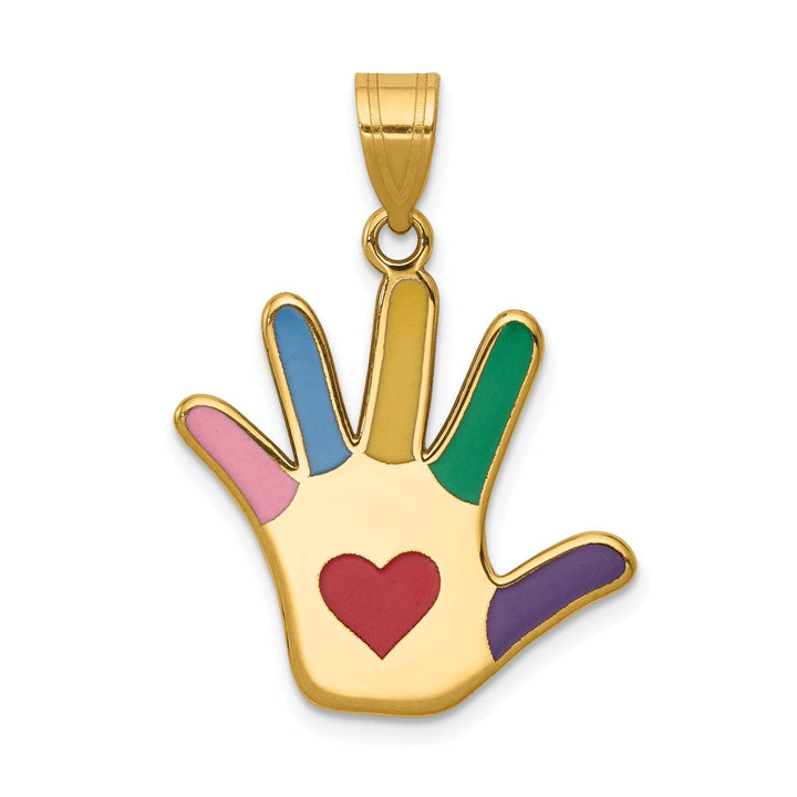 Lovely Rita's Pendants & Charms 14k Yellow Gold Autism Heart Handprint Charm