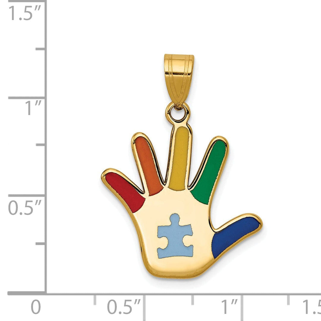 Lovely Rita's Pendants & Charms 14k Yellow Gold Autism Puzzle Handprint Charm