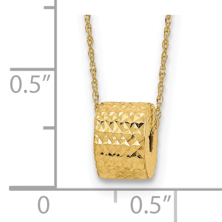 Lovely Rita's Pendants & Charms 14K Yellow Gold Barrel Bead Pendant Design in a 16-inch Rope Chain Necklace Set