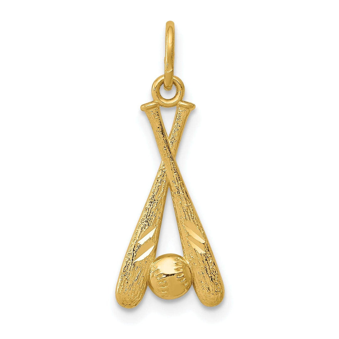Lovely Rita's Pendants & Charms 14k Yellow Gold Baseball Bats and Ball Pendant