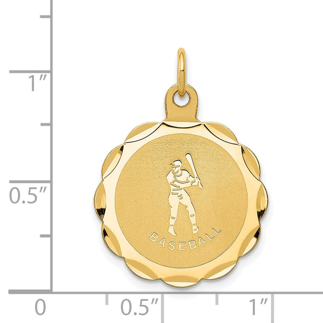 Lovely Rita's Pendants & Charms 14k Yellow Gold Baseball Disc Charm Pendant