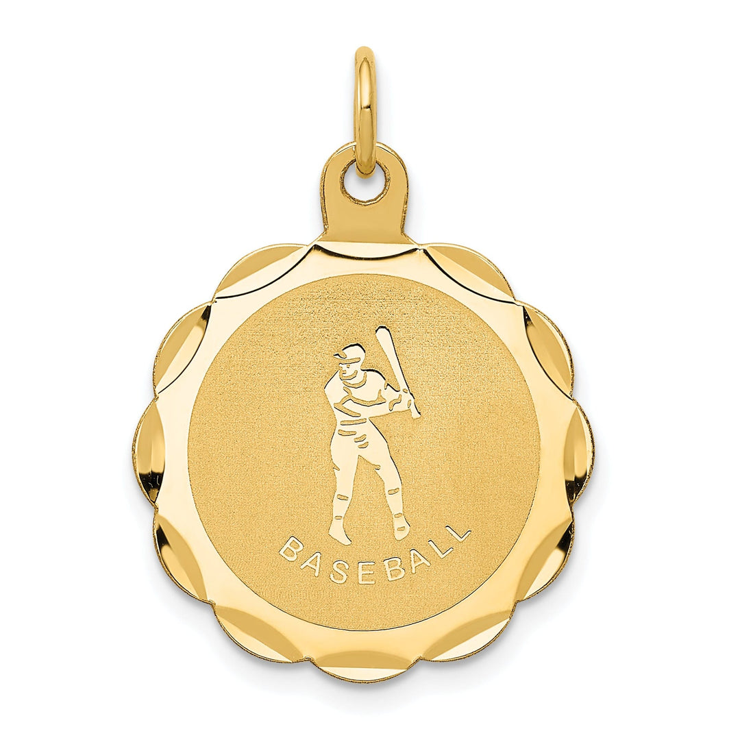 Lovely Rita's Pendants & Charms 14k Yellow Gold Baseball Disc Charm Pendant