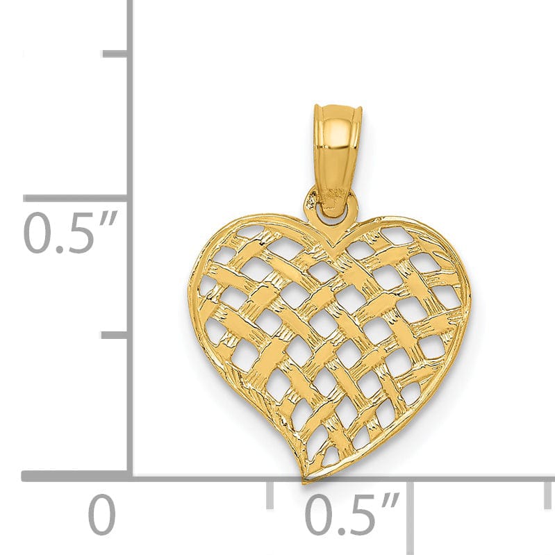 Lovely Rita's Pendants & Charms 14k Yellow Gold Basket Weave Heart Pendant