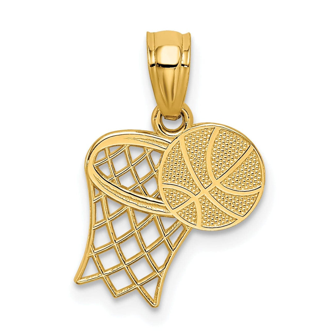 Lovely Rita's Pendants & Charms 14k Yellow Gold Basketball and Hoop Pendant