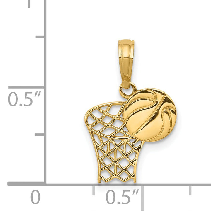 Lovely Rita's Pendants & Charms 14k Yellow Gold Basketball Hoop Ball Pendant
