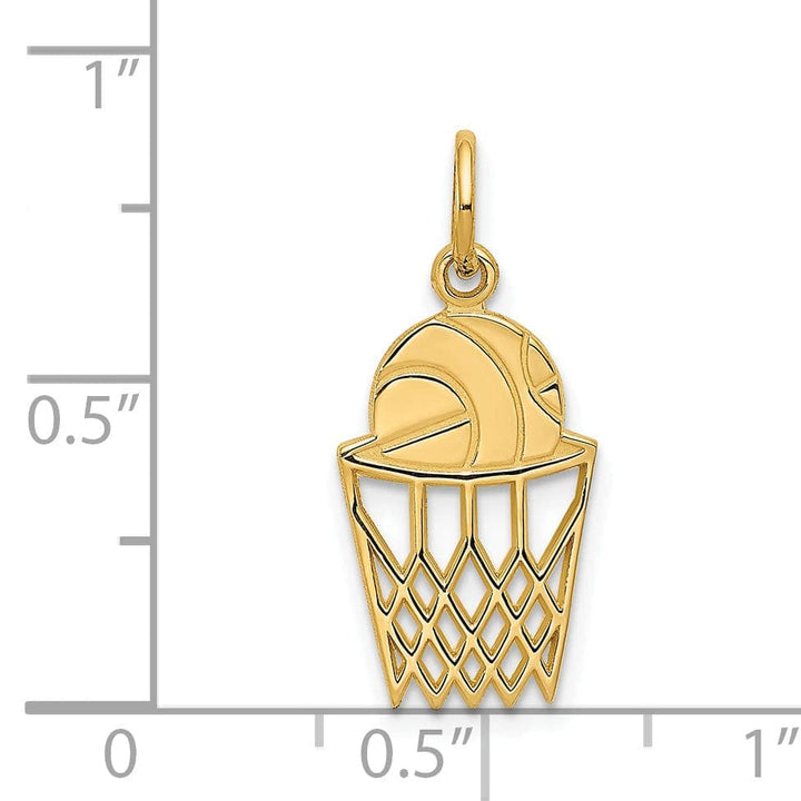 Lovely Rita's Pendants & Charms 14k Yellow Gold Basketball in Net Charm Pendant