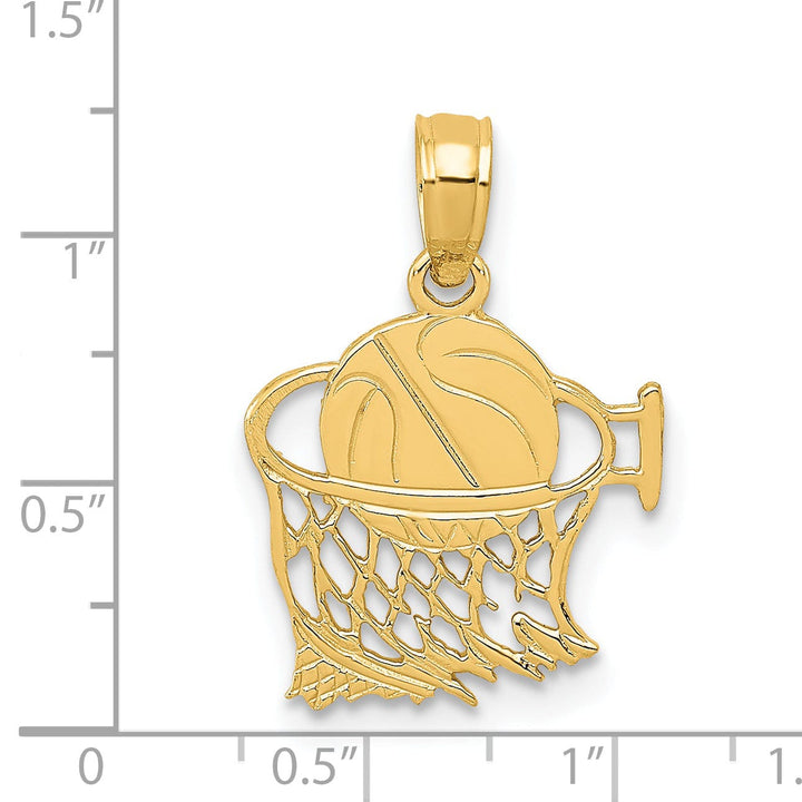 Lovely Rita's Pendants & Charms 14k Yellow Gold Basketball in Net Charm Pendant