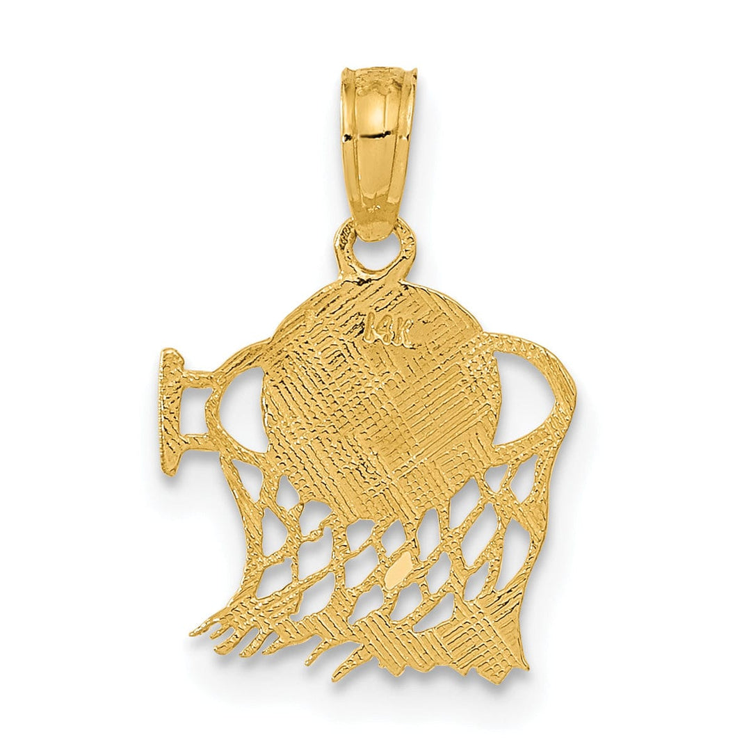 Lovely Rita's Pendants & Charms 14k Yellow Gold Basketball in Net Charm Pendant
