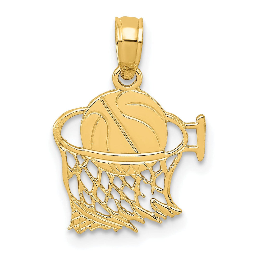 Lovely Rita's Pendants & Charms 14k Yellow Gold Basketball in Net Charm Pendant