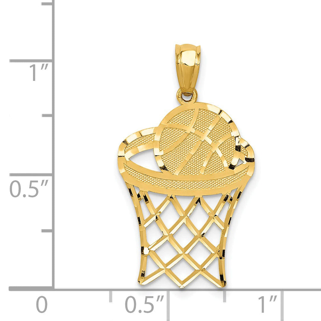 Lovely Rita's Pendants & Charms 14k Yellow Gold Basketball in Net Charm Pendant