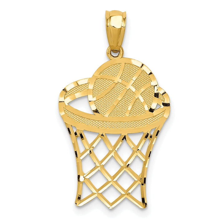 Lovely Rita's Pendants & Charms 14k Yellow Gold Basketball in Net Charm Pendant