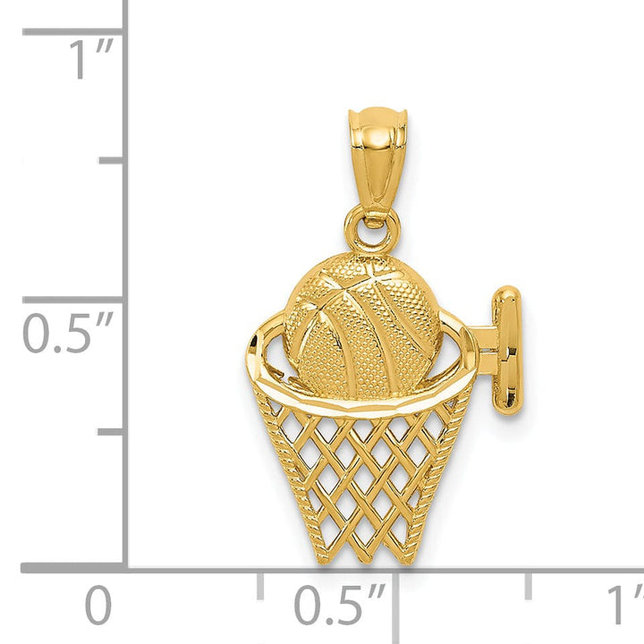 Lovely Rita's Pendants & Charms 14k Yellow Gold Basketball in the Net Pendant