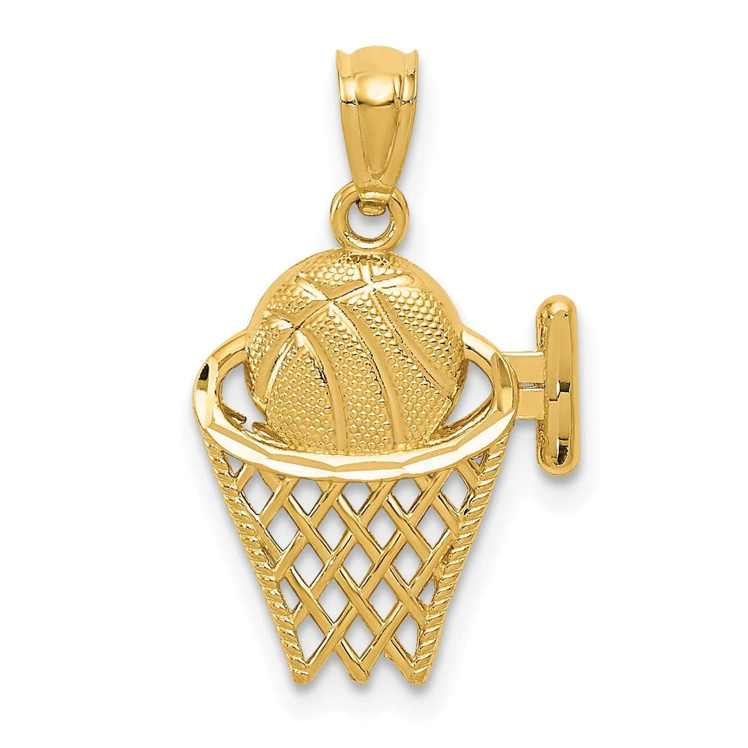 Lovely Rita's Pendants & Charms 14k Yellow Gold Basketball in the Net Pendant