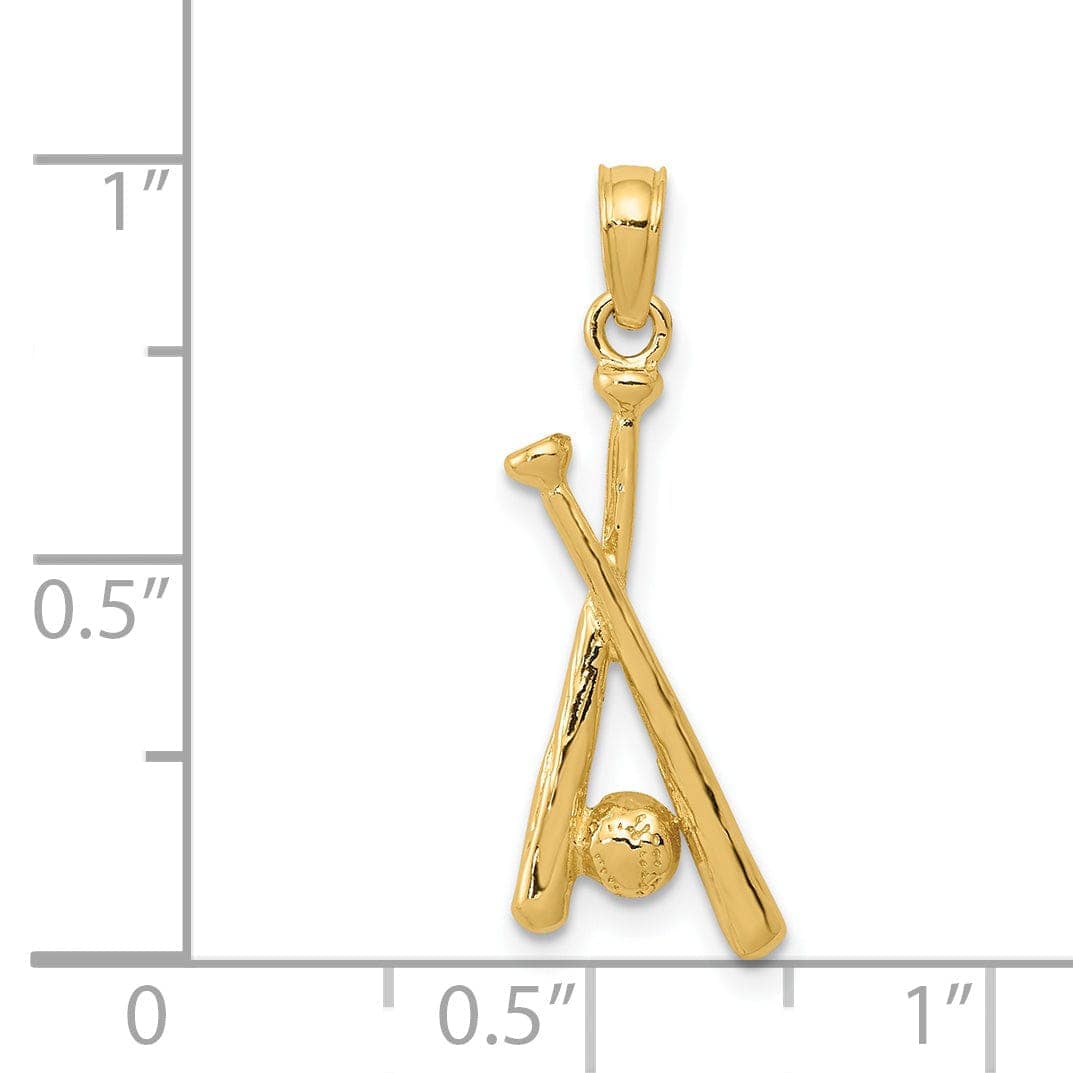 Lovely Rita's Pendants & Charms 14k Yellow Gold Bats and Ball Baseball Pendant