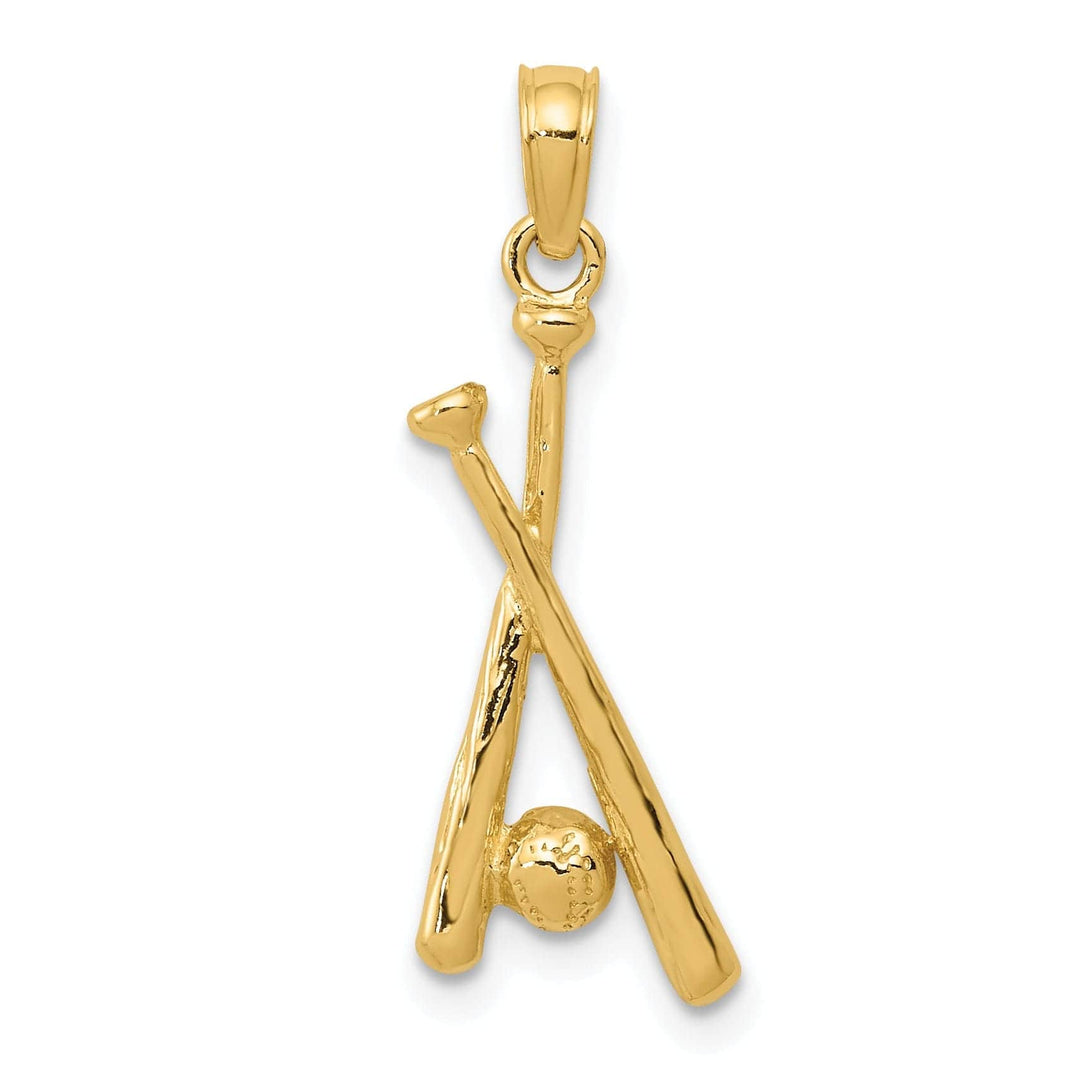 Lovely Rita's Pendants & Charms 14k Yellow Gold Bats and Ball Baseball Pendant