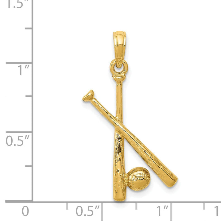 Lovely Rita's Pendants & Charms 14k Yellow Gold Bats and Ball Baseball Pendant