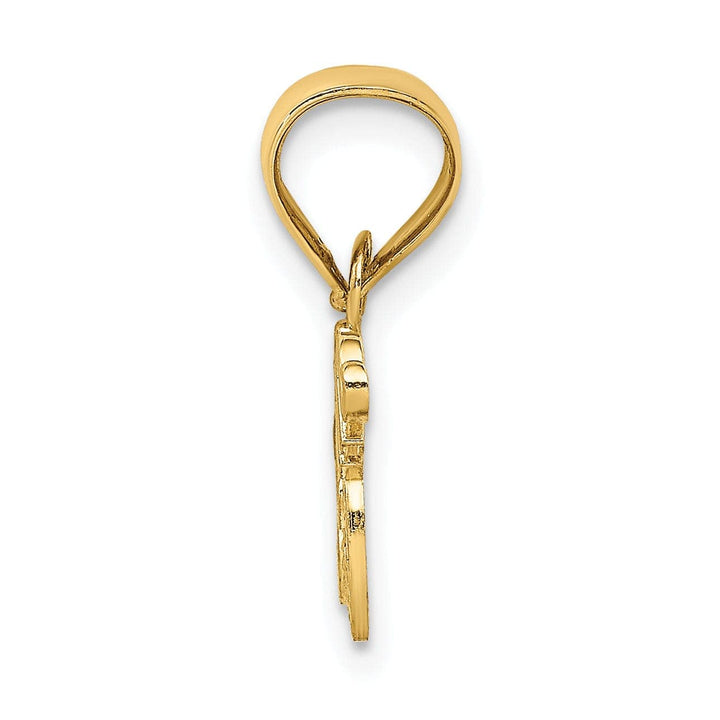 Lovely Rita's Pendants & Charms 14K Yellow Gold Beaded Textured Polished Finish MOM Script with Heart Design Charm Pendant