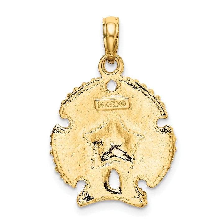 Lovely Rita's Pendants & Charms 14K Yellow Gold Beaded Textured Polished Finish Sea Sand Dollar Charm Pendant
